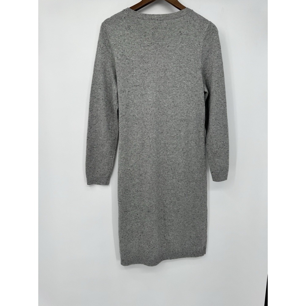 Talbots Gray Knit Sweater Dress Tie Waist Long Sleeve Midi Cozy Minimalist Work - Picture 5 of 10